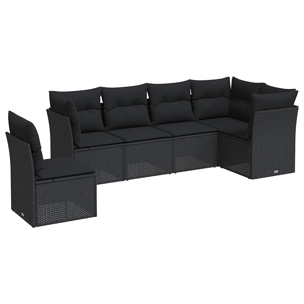 6-dijelni set vrtnih sofa s jastucima crni od poliratana