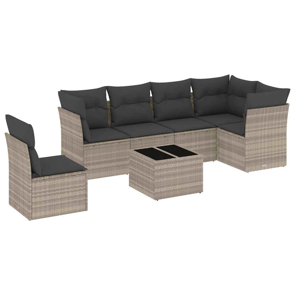 7-dijelni set vrtnih sofa svjetlosivi od poliratana