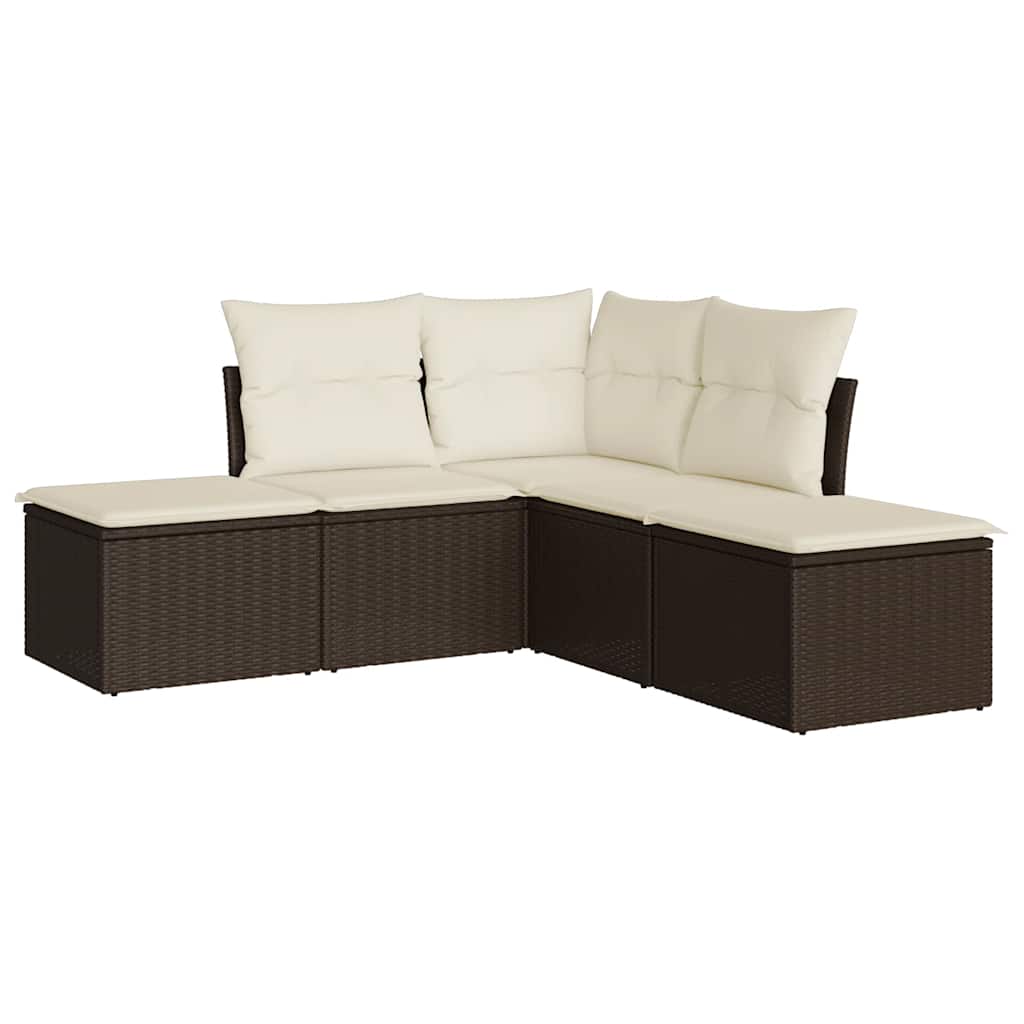 5-dijelni set vrtnih sofa s jastucima poliratan smeđi