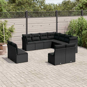 11-dijelni set vrtnih sofa od poliratana s jastucima crni