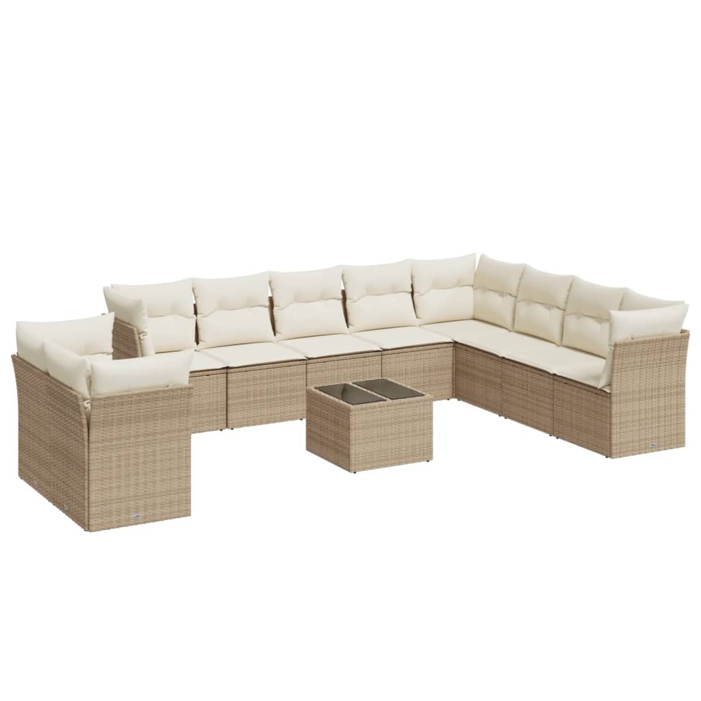 11-dijelni set vrtnih sofa od poliratana s jastucima bež