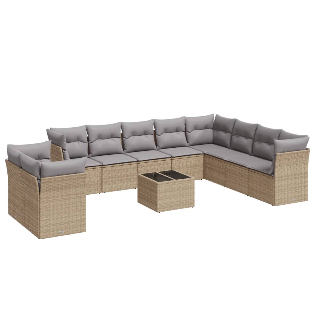 11-dijelni set vrtnih sofa od poliratana s jastucima bež