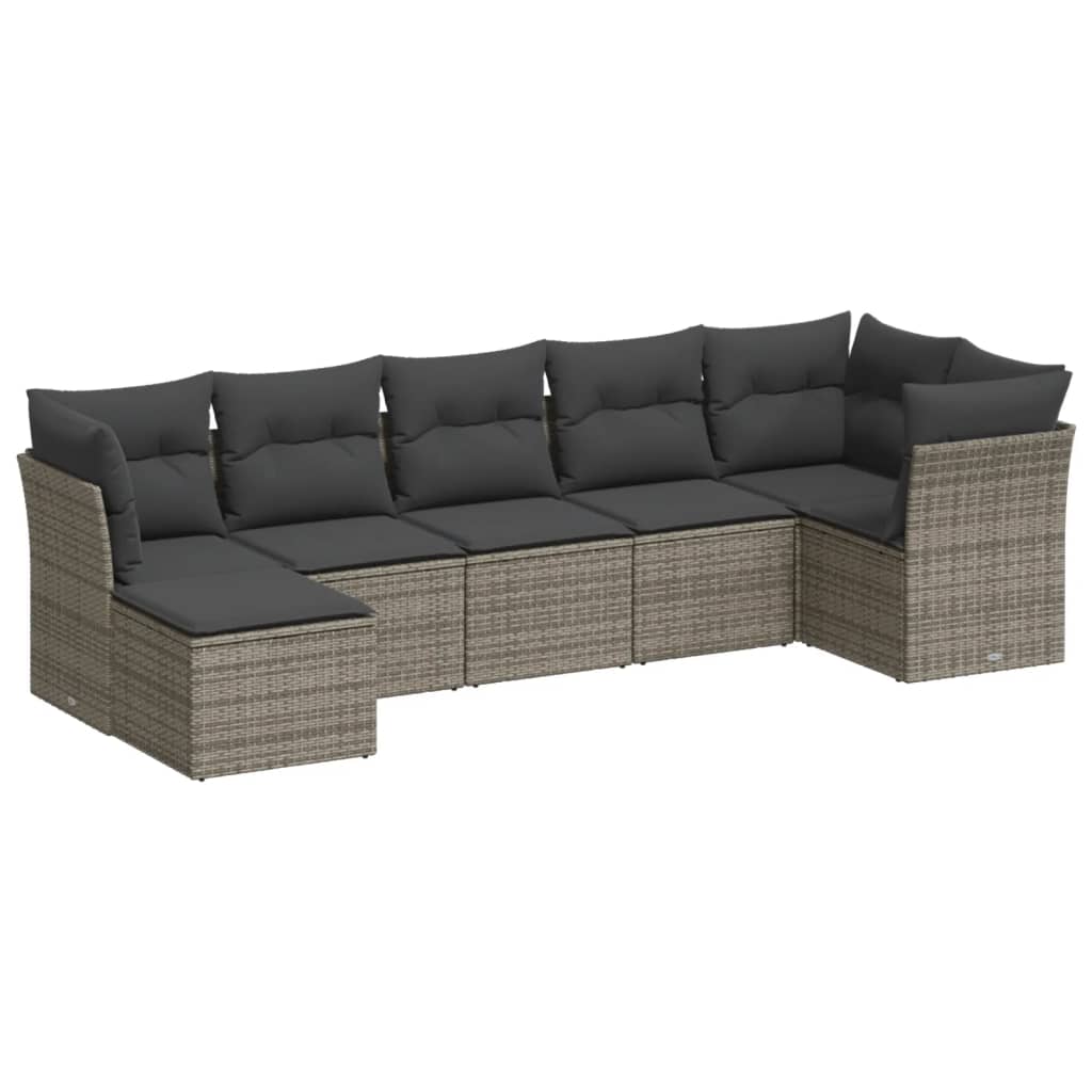 7-dijelni set vrtnih sofa sivi od poliratana