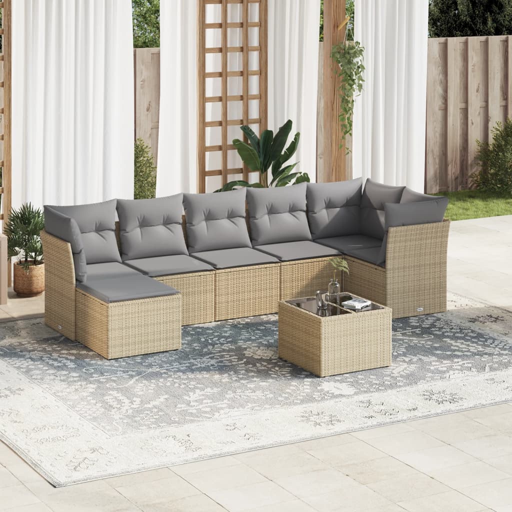 8-dijelni set vrtnih sofa od poliratana s jastucima bež