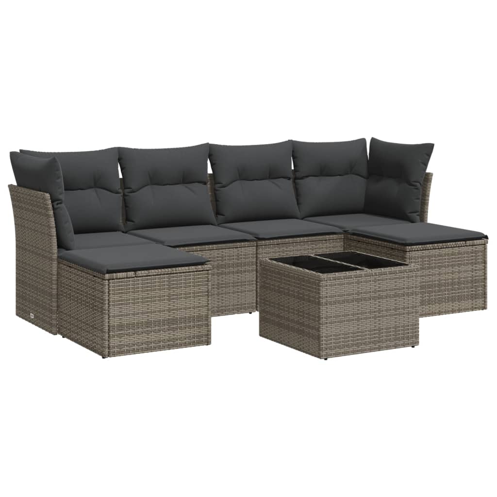 7-dijelni set vrtnih sofa sivi od poliratana