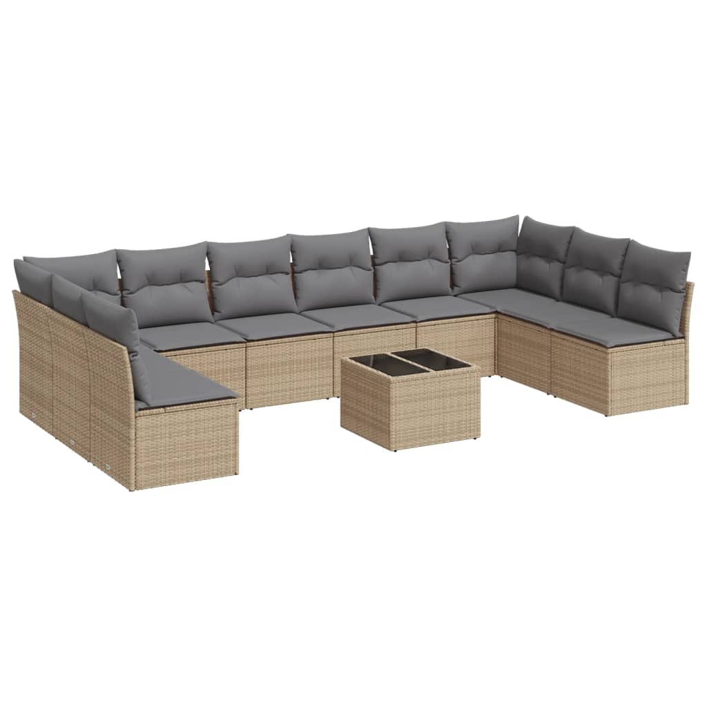 11-dijelni set vrtnih sofa od poliratana s jastucima bež