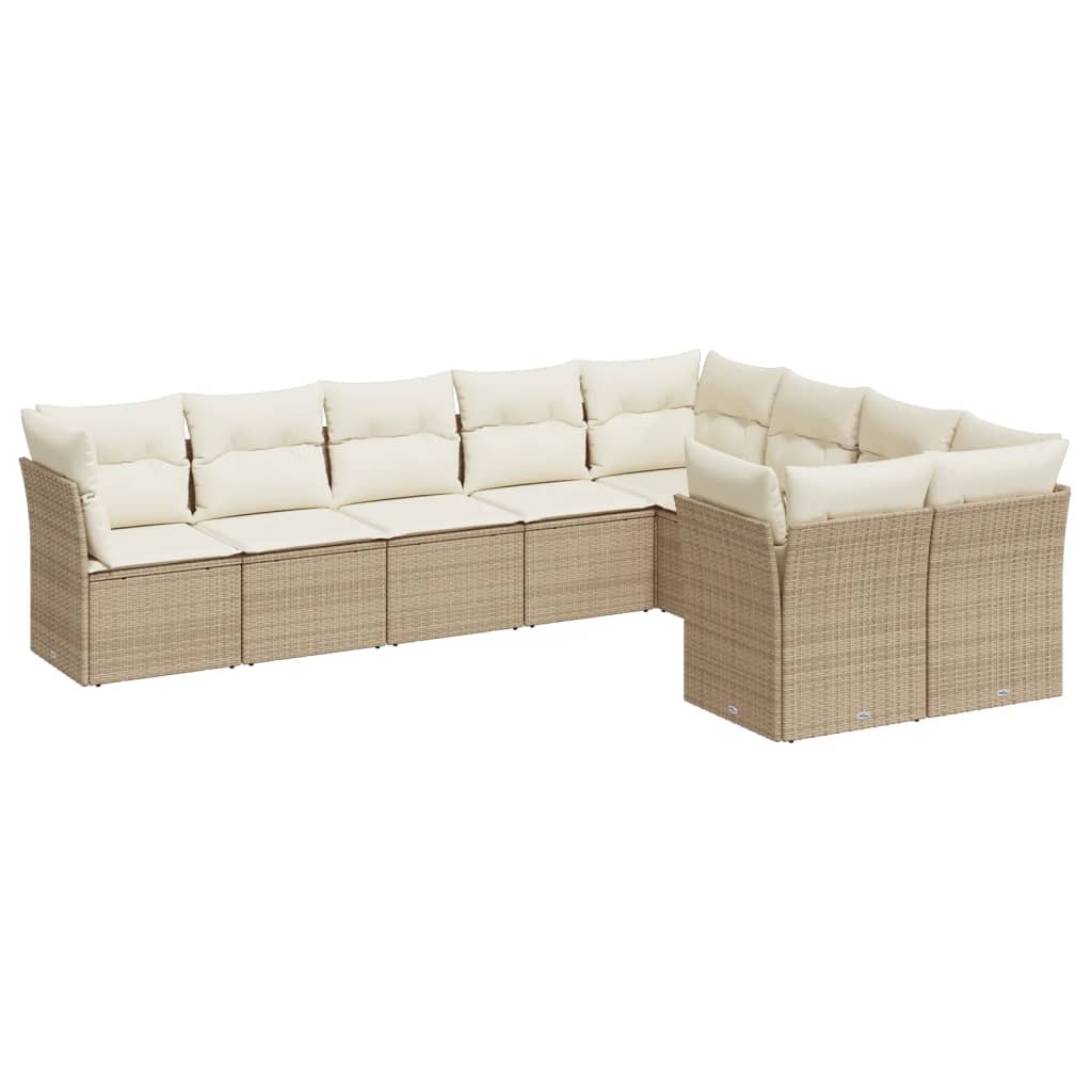 9-dijelni set vrtnih sofa s jastucima bež od poliratana