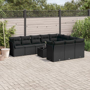 11-dijelni set vrtnih sofa od poliratana s jastucima crni
