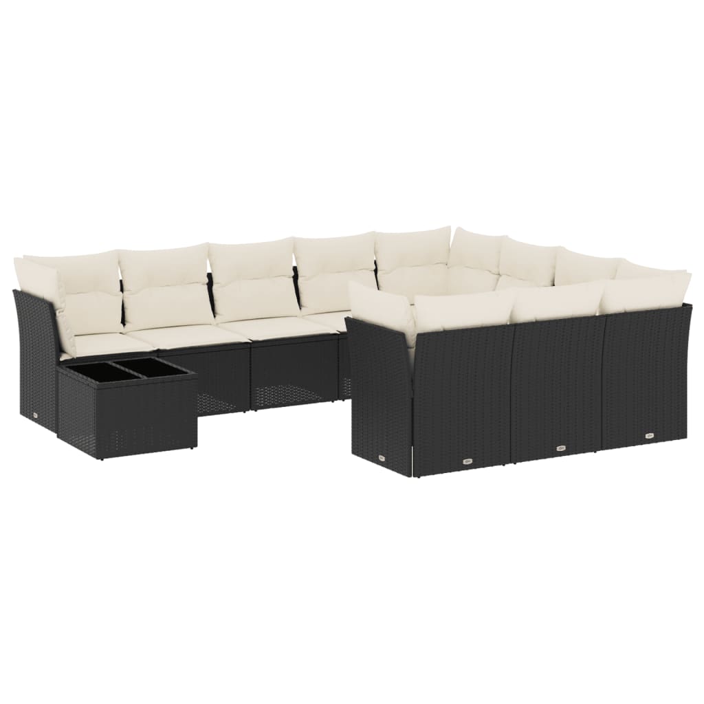 11-dijelni set vrtnih sofa od poliratana s jastucima crni