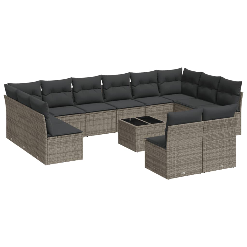 13-dijelni set vrtnih sofa od poliratana s jastucima sivi