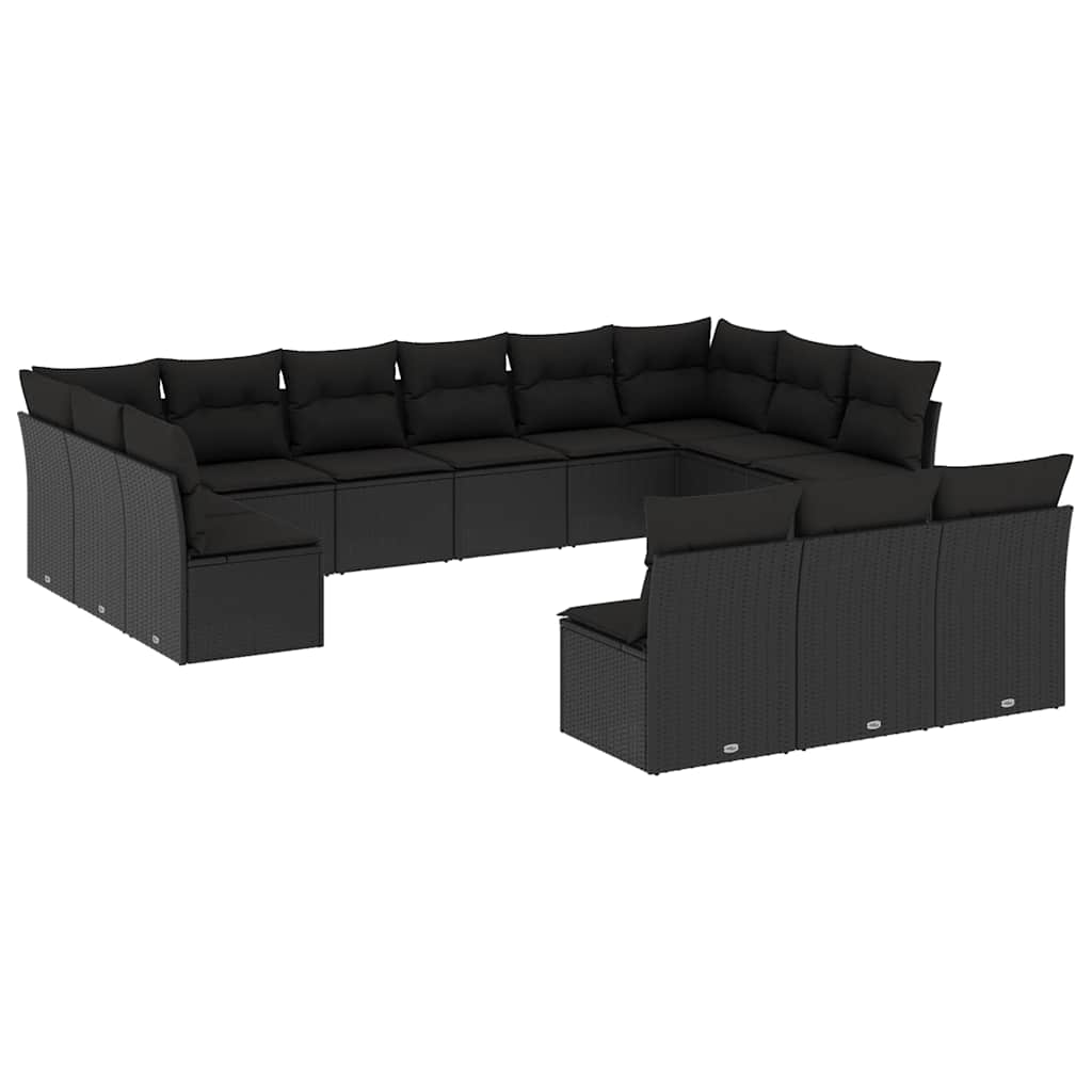 13-dijelni set vrtnih sofa s jastucima poliratan crni
