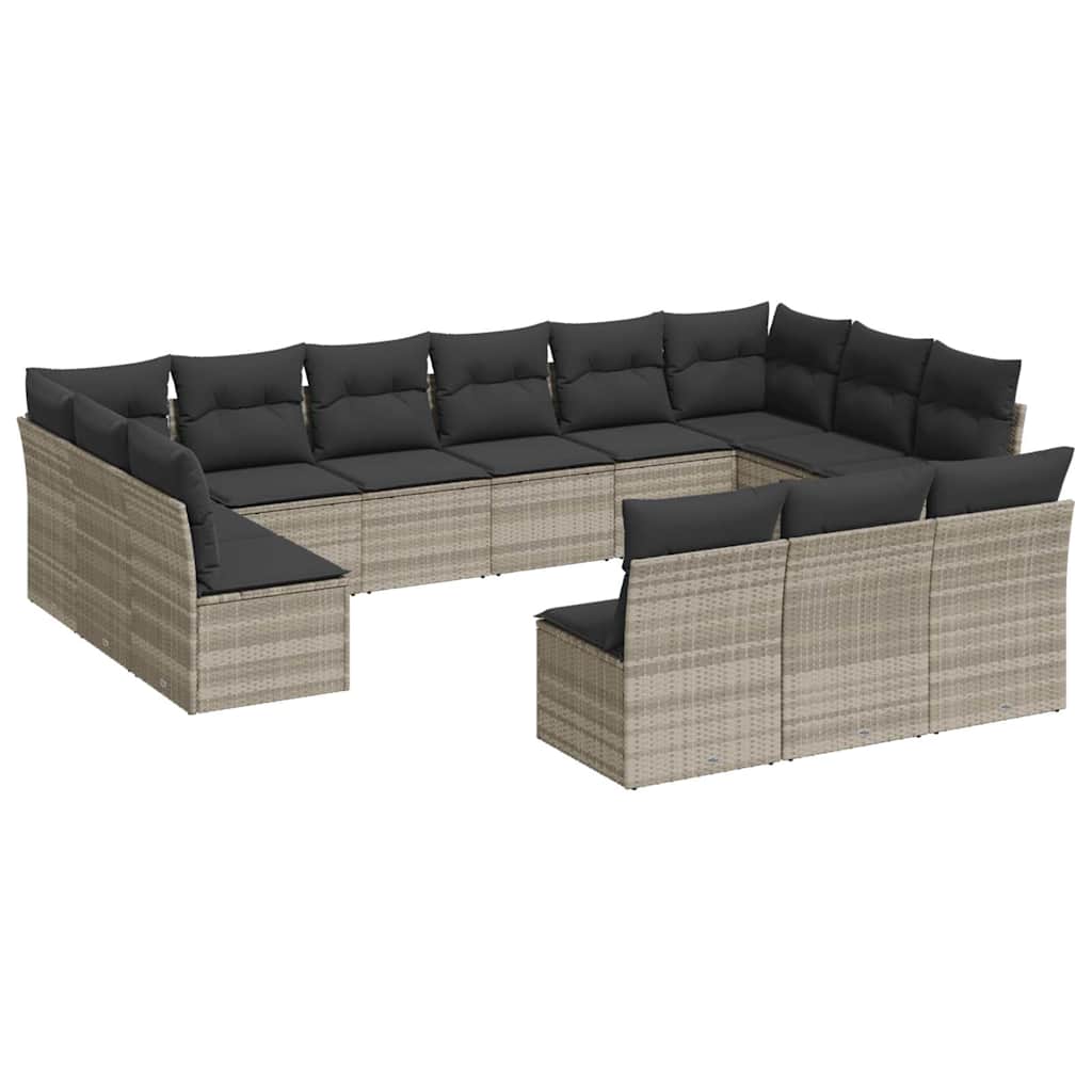 13-dijelni set vrtnih sofa poliratan s jastucima svijetlosivi