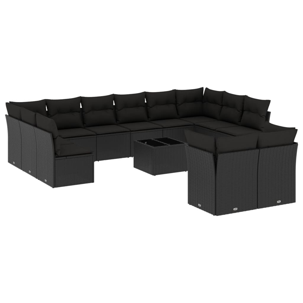 13-dijelni set vrtnih sofa s jastucima poliratan crni