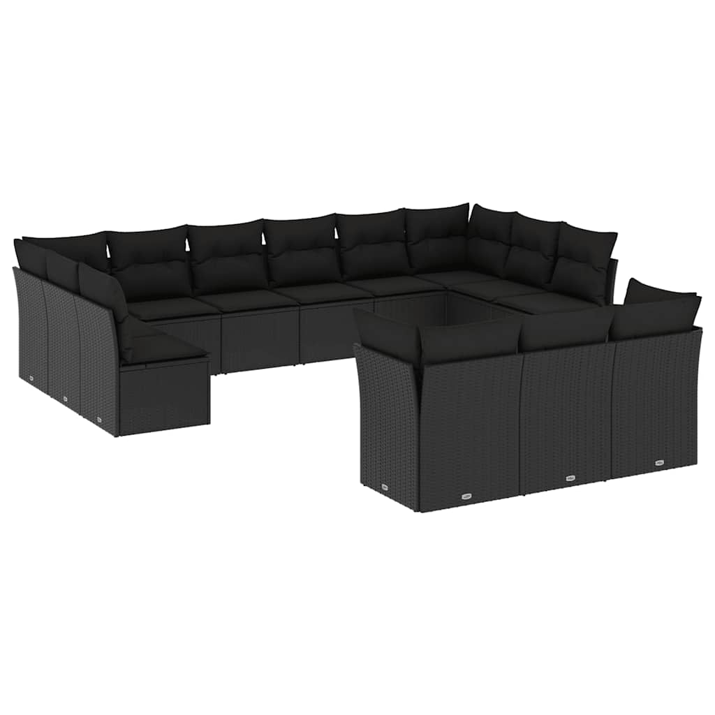 13-dijelni set vrtnih sofa s jastucima poliratan crni