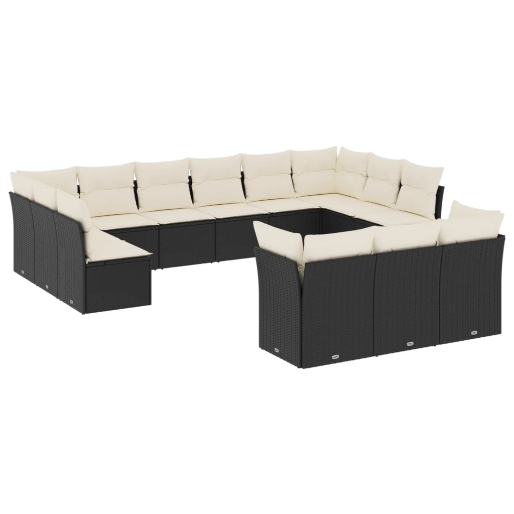 13-dijelni set vrtnih sofa s jastucima poliratan crni