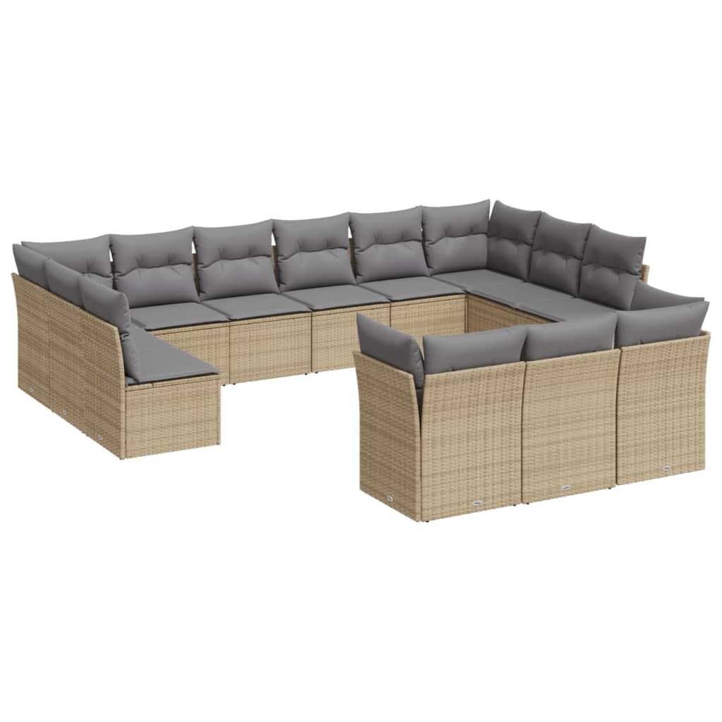 14-dijelni set vrtnih sofa od poliratana s jastucima