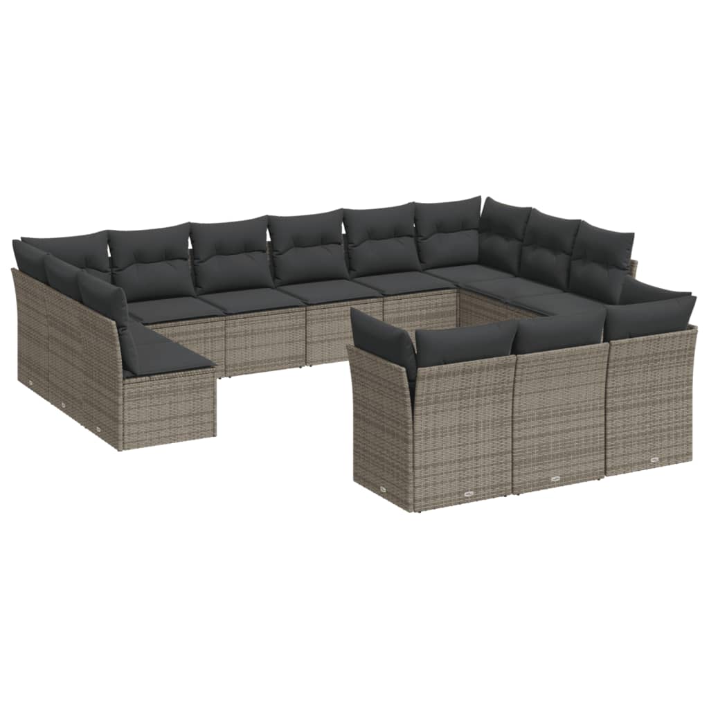 13-dijelni set vrtnih sofa od poliratana s jastucima sivi