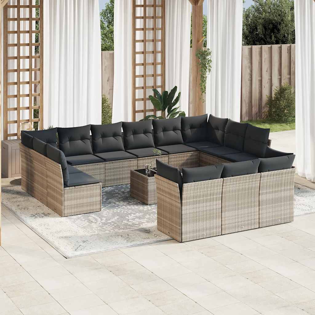14-dijelni set vrtnih sofa od poliratana s jastucima