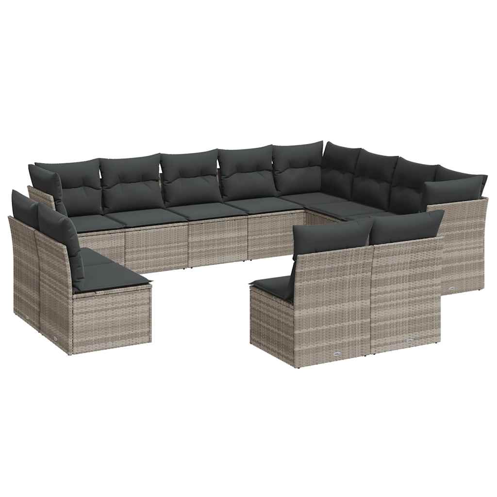 12-dijelni set vrtnih sofa poliratan s jastucima svijetlosivi