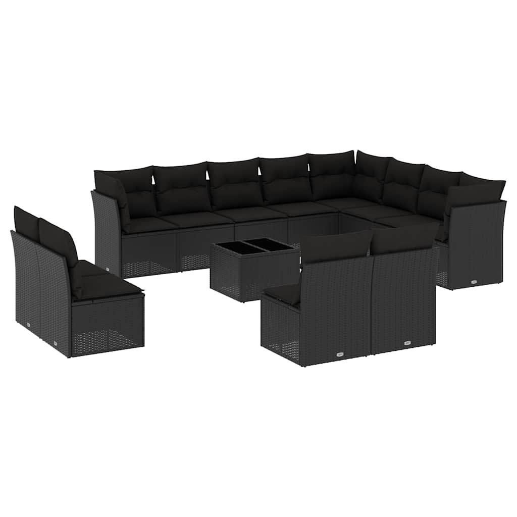 13-dijelni set vrtnih sofa s jastucima poliratan crni