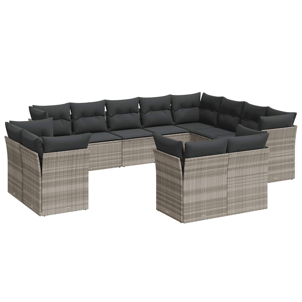 12-dijelni set vrtnih sofa poliratan s jastucima svijetlosivi