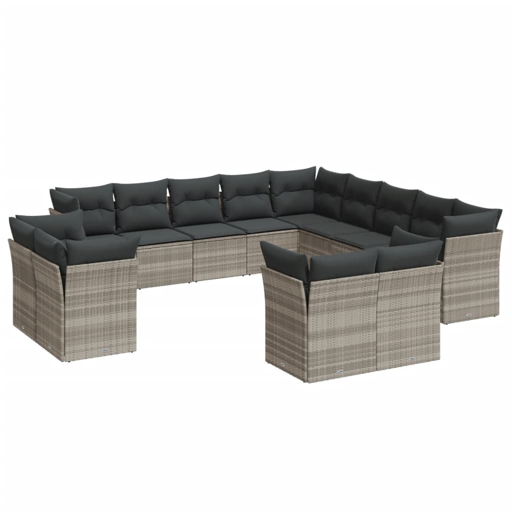 13-dijelni set vrtnih sofa poliratan s jastucima svijetlosivi