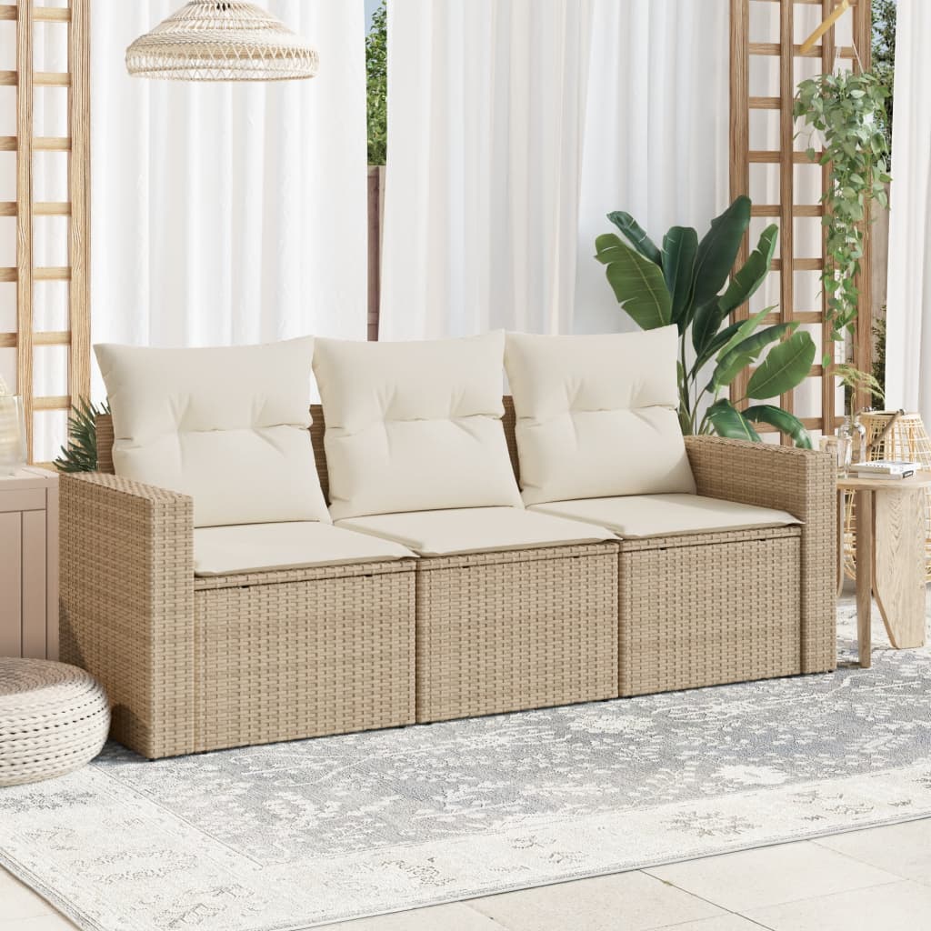 3-dijelni set vrtnih sofa od poliratana s jastucima bež