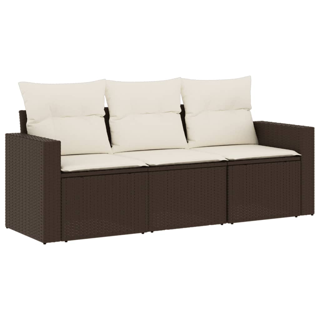 3-dijelni set vrtnih sofa s jastucima smeđi od poliratana
