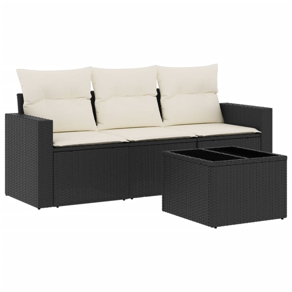 4-dijelni set vrtnih sofa od poliratana s jastucima crni