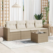 5-dijelni vrtni set sofa s jastucima bež od poliratana