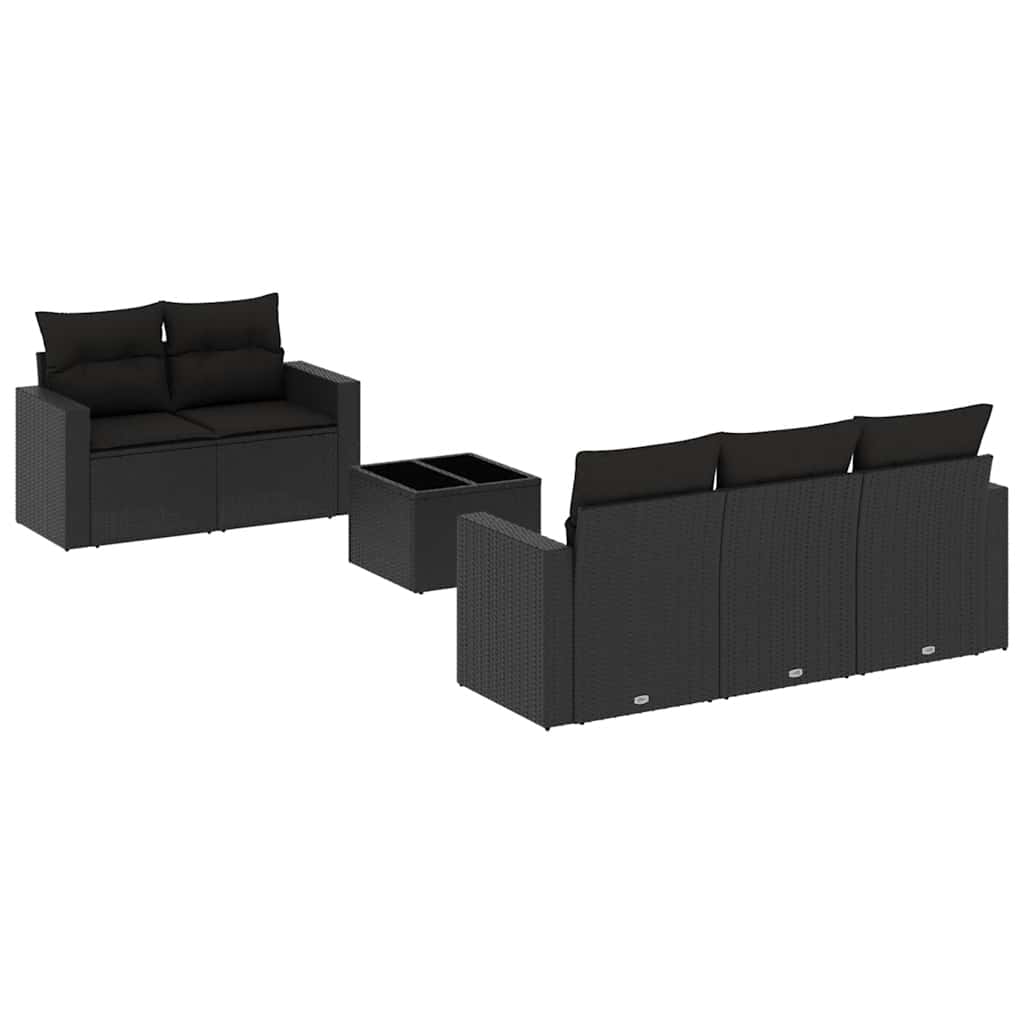 6-dijelni set vrtnih sofa s jastucima crni od poliratana