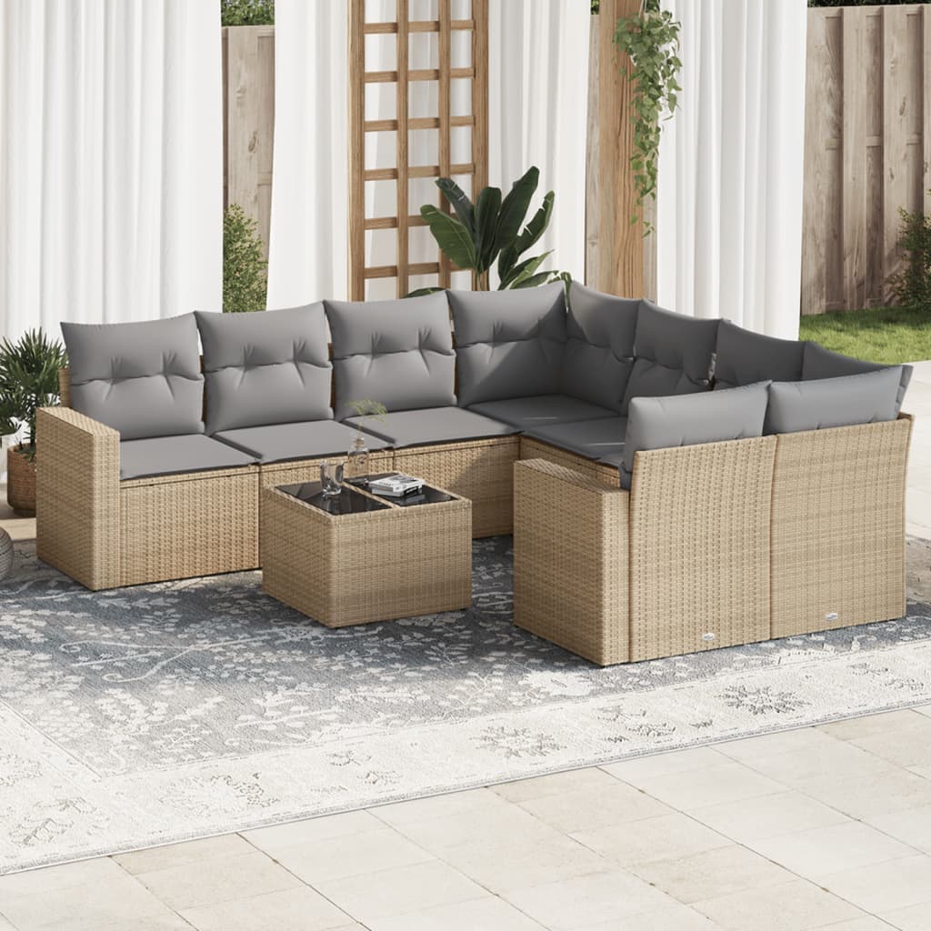 9-dijelni set vrtnih sofa s jastucima od poliratana
