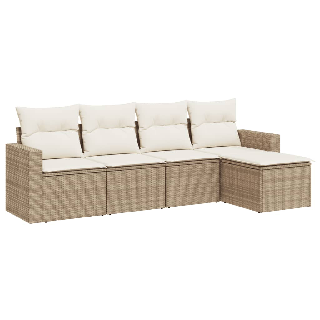 5-dijelni vrtni set sofa s jastucima bež od poliratana