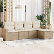 5-dijelni vrtni set sofa s jastucima bež od poliratana