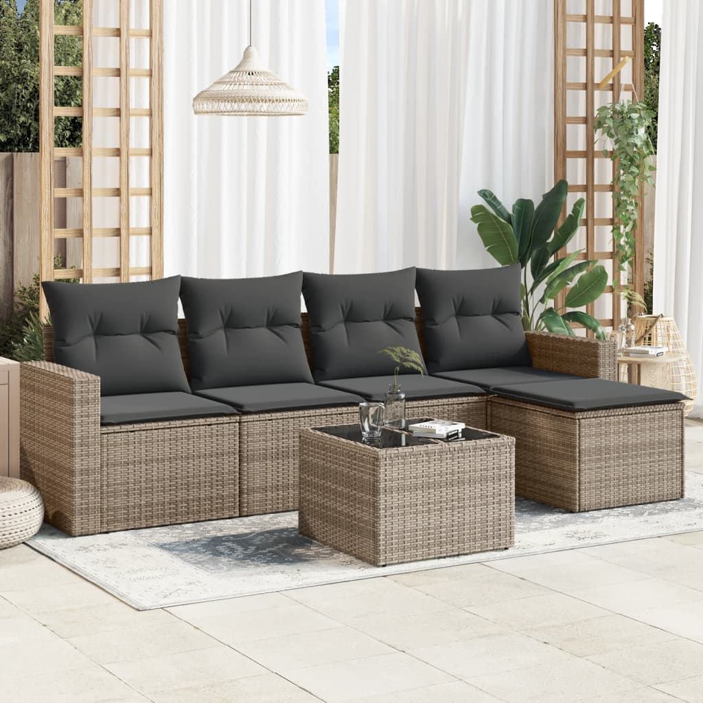 6-dijelni set vrtnih sofa s jastucima bež od poliratana