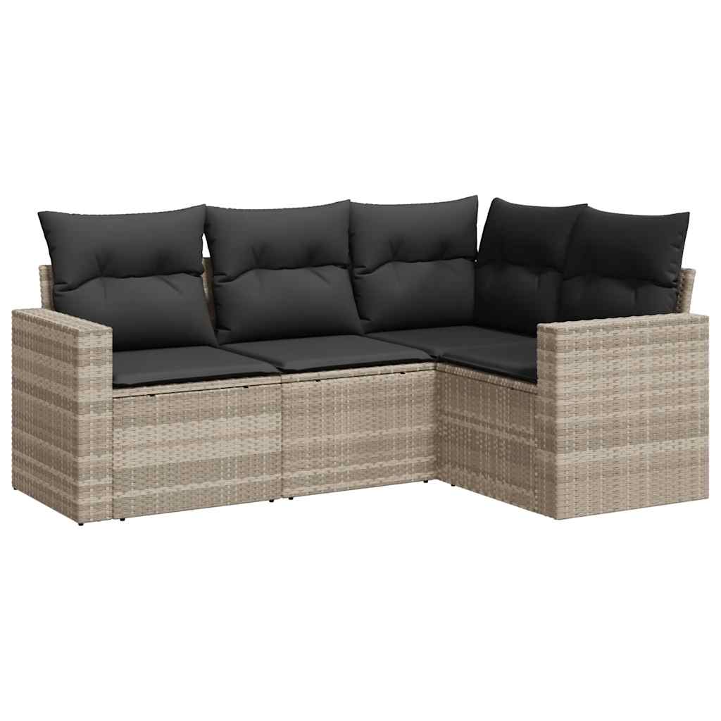 4-dijelni set vrtnih sofa s jastucima svijetlosivi poliratan