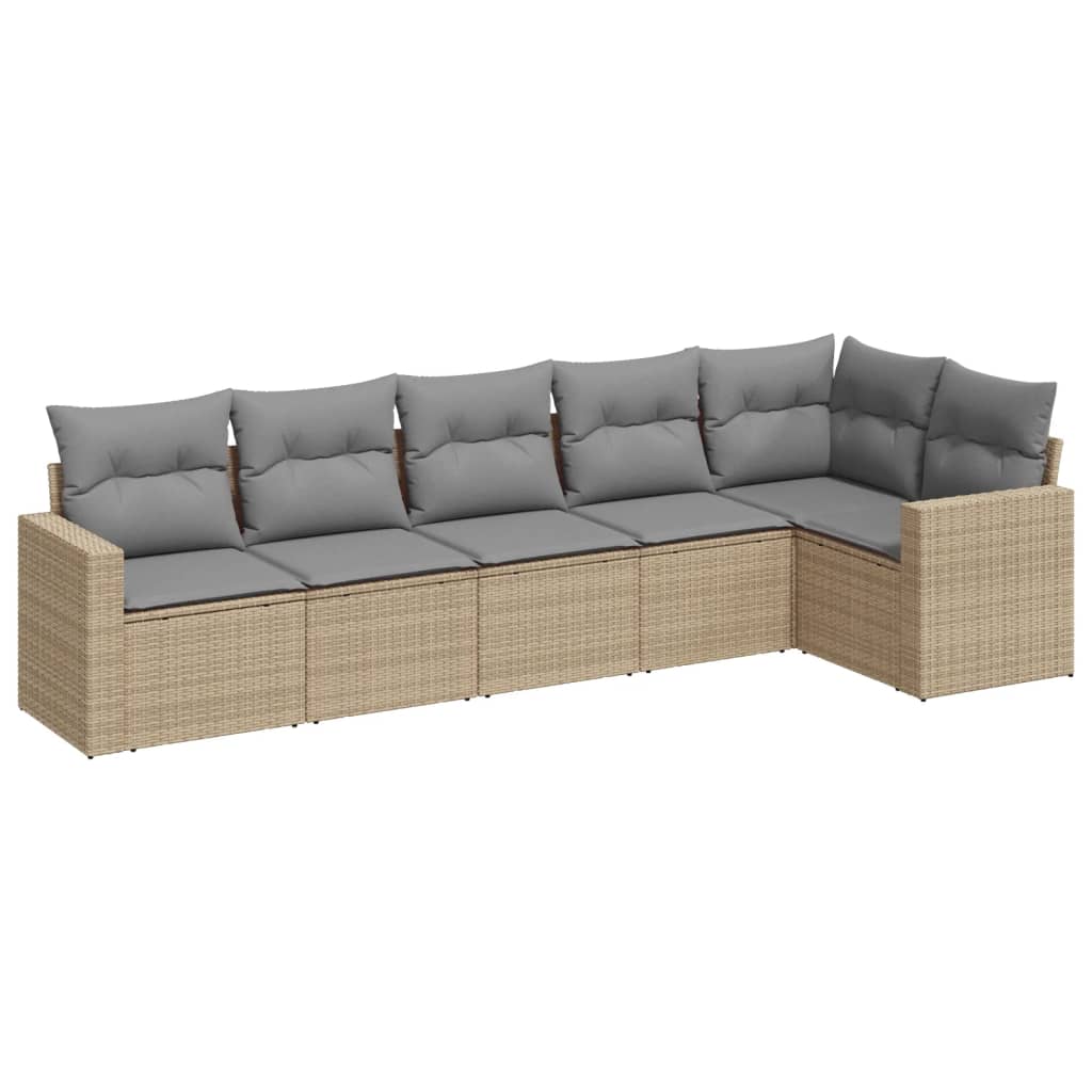 6-dijelni set vrtnih sofa s jastucima bež od poliratana