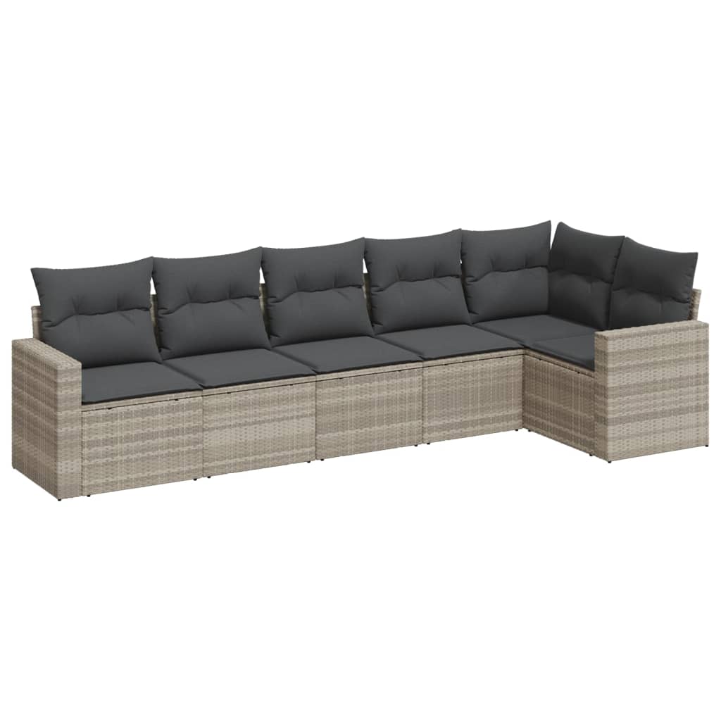 6-dijelni set vrtnih sofa od poliratana s jastucima svjetlosivi