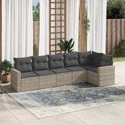 6-dijelni set vrtnih sofa od poliratana s jastucima svjetlosivi