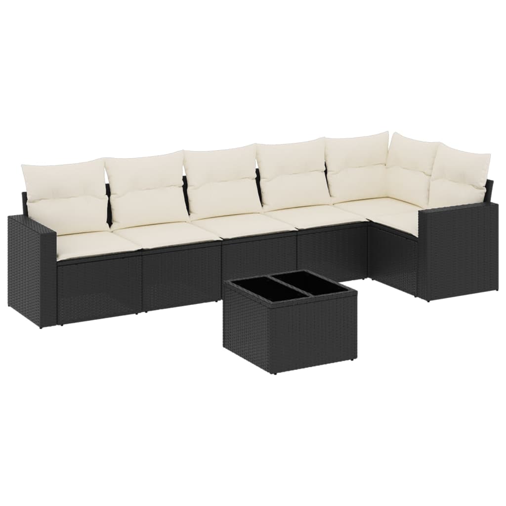 7-dijelni set vrtnih sofa od poliratana s jastucima crni