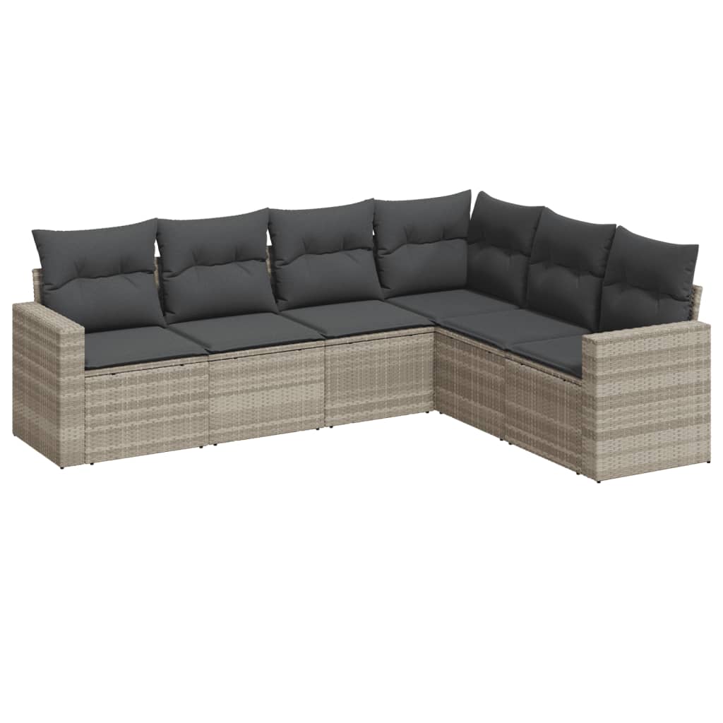 6-dijelni set vrtnih sofa od poliratana s jastucima svjetlosivi
