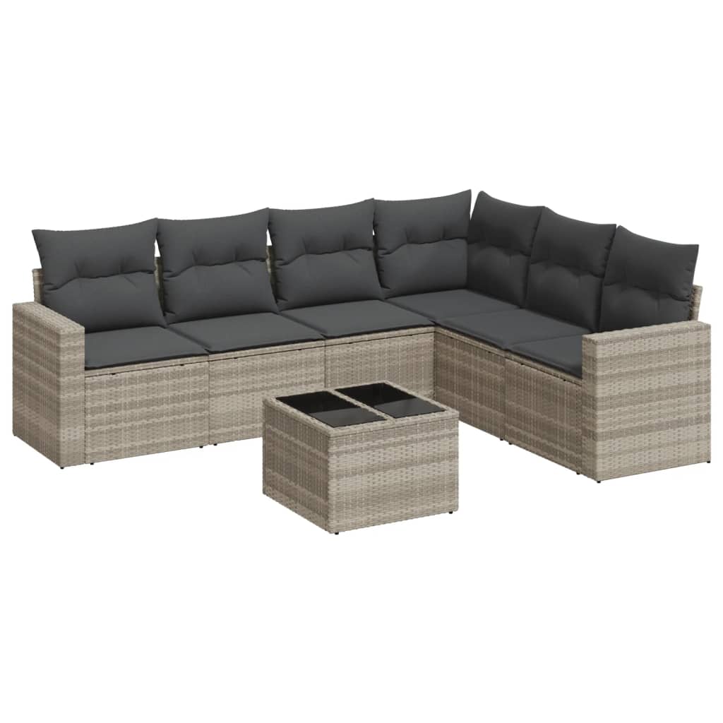 7-dijelni set vrtnih sofa svjetlosivi od poliratana