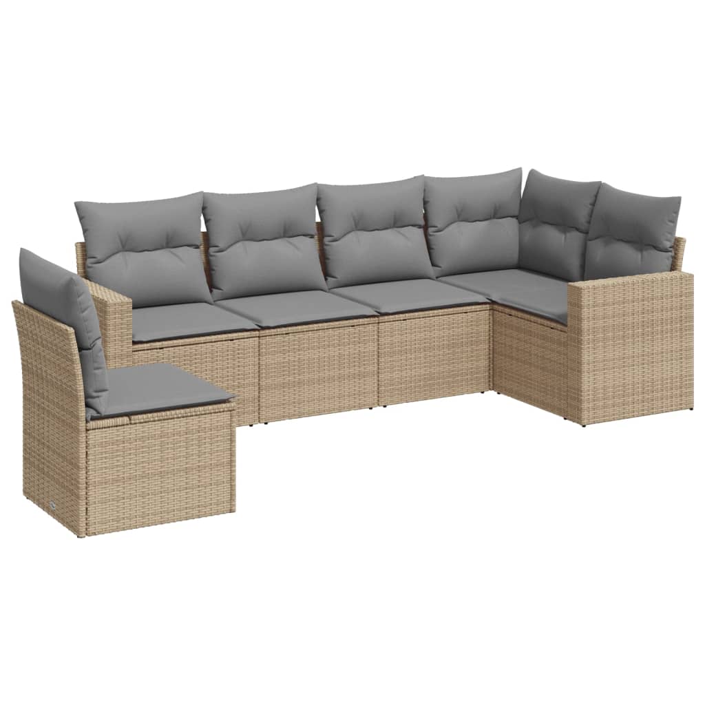 6-dijelni set vrtnih sofa s jastucima bež od poliratana