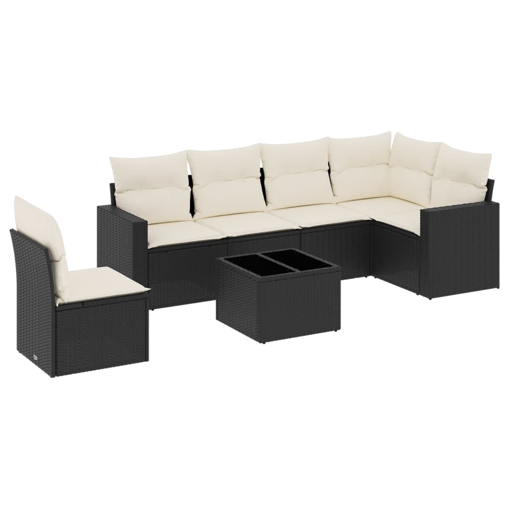 7-dijelni set vrtnih sofa od poliratana s jastucima crni