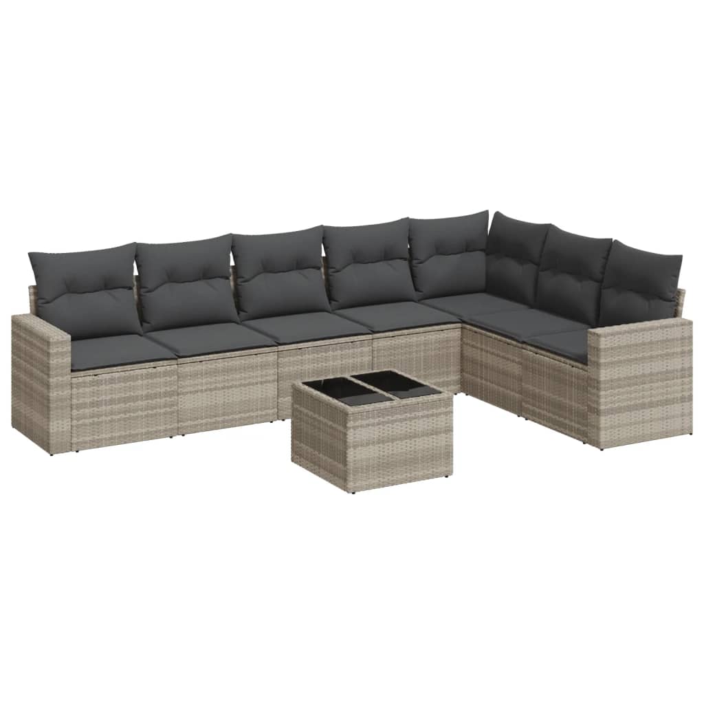 8-dijelni set vrtnih sofa od poliratana s jastucima svjetlosivi