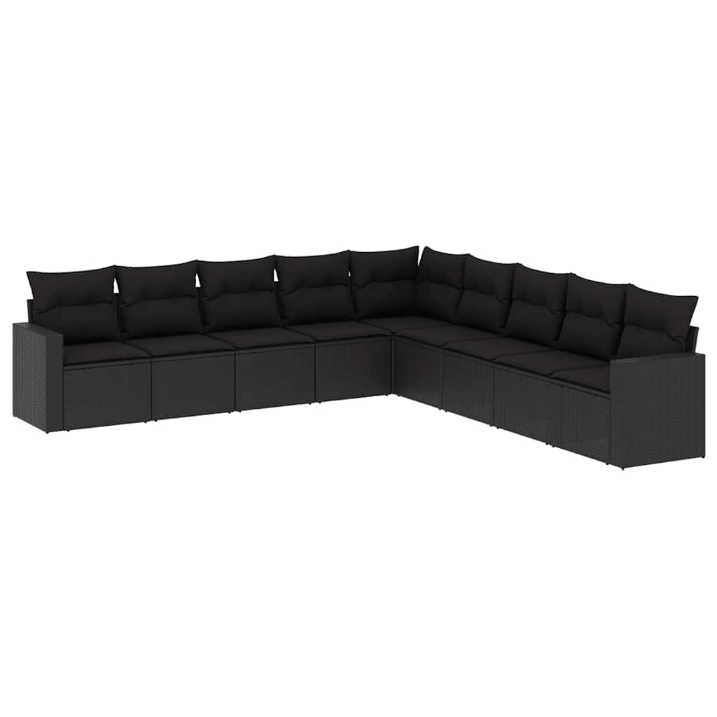 9-dijelni set vrtnih sofa s jastucima crni od poliratana