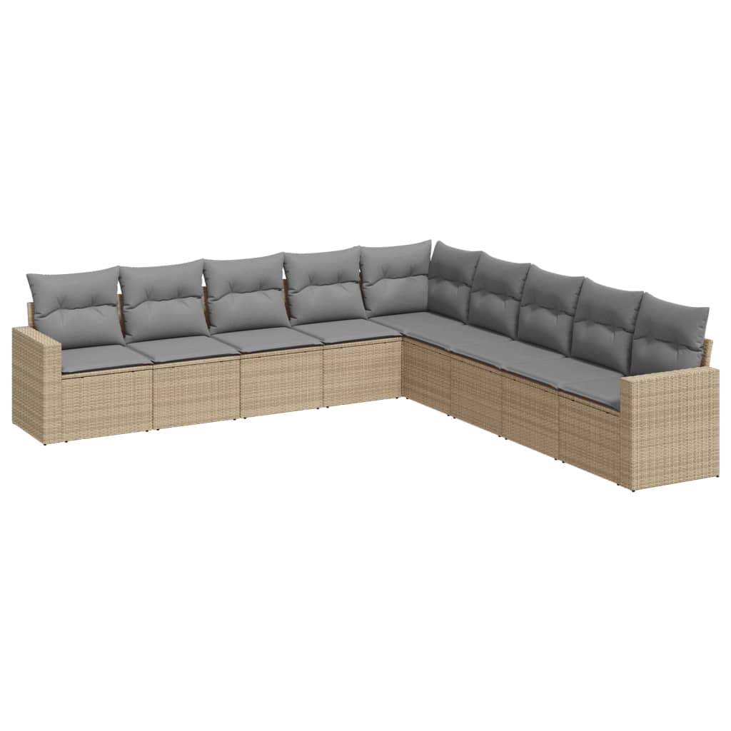 9-dijelni set vrtnih sofa s jastucima bež od poliratana