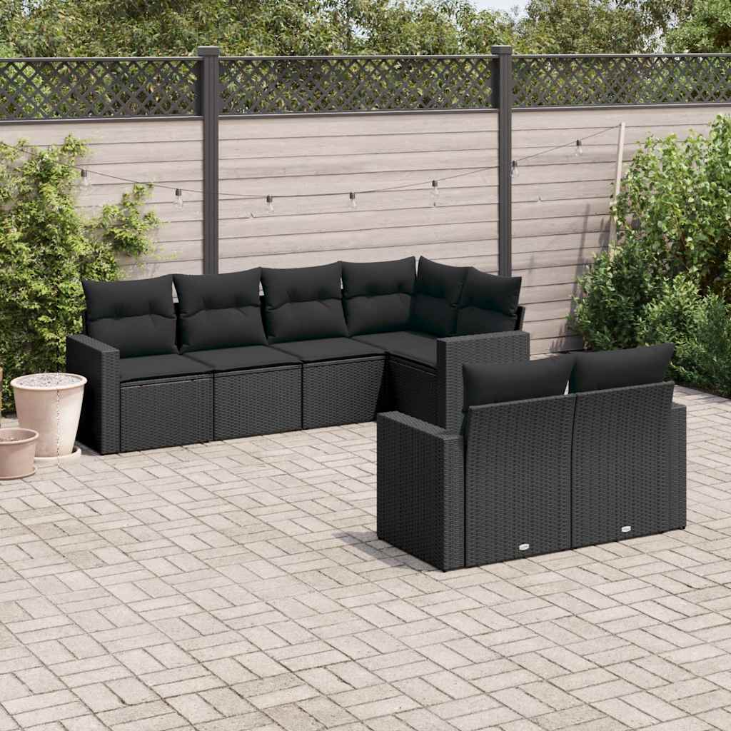 7-dijelni set vrtnih sofa od poliratana s jastucima smeđi