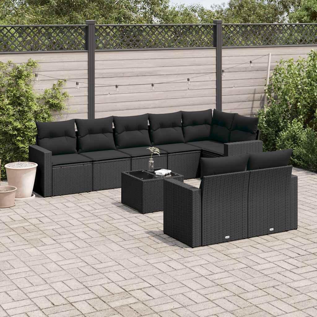 9-dijelni set vrtnih sofa s jastucima bež od poliratana