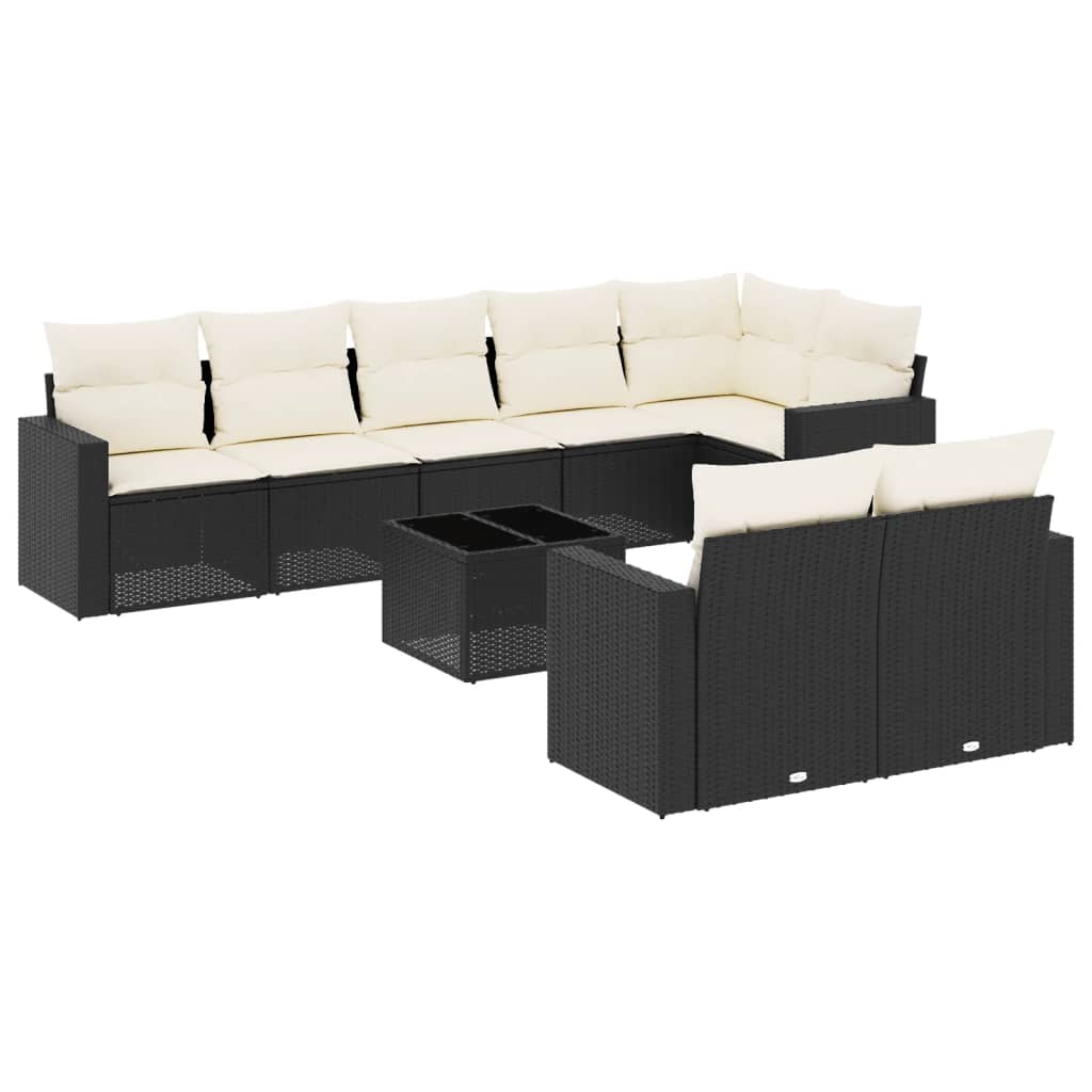 9-dijelni set vrtnih sofa s jastucima bež od poliratana